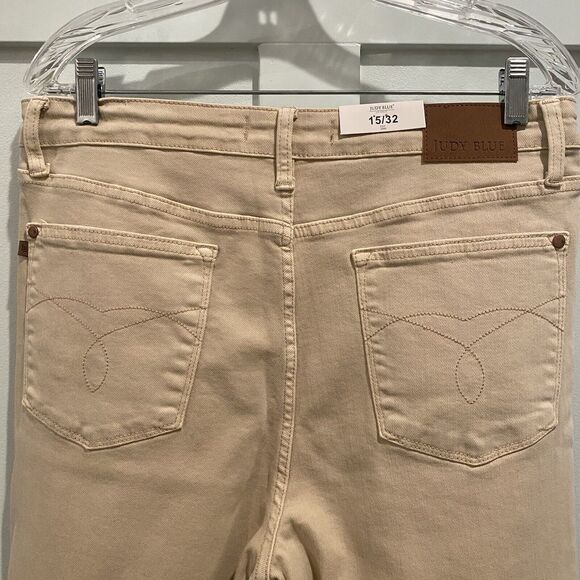 NWT Judy Blue Jeans Women 15 32 Cream Bone High Rise Distressed 90s JB88823 C-CO - Picture 13 of 16